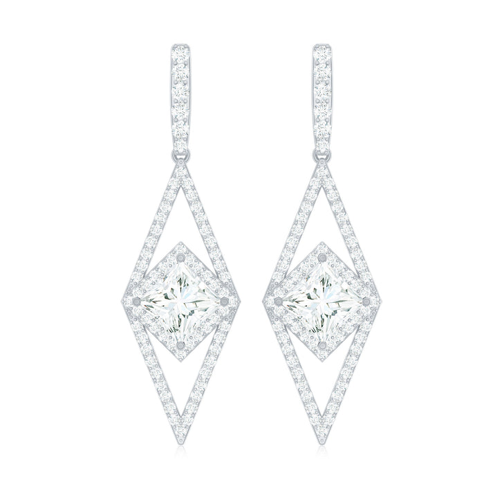 Certified Lab Grown Wedding Dangle Earrings