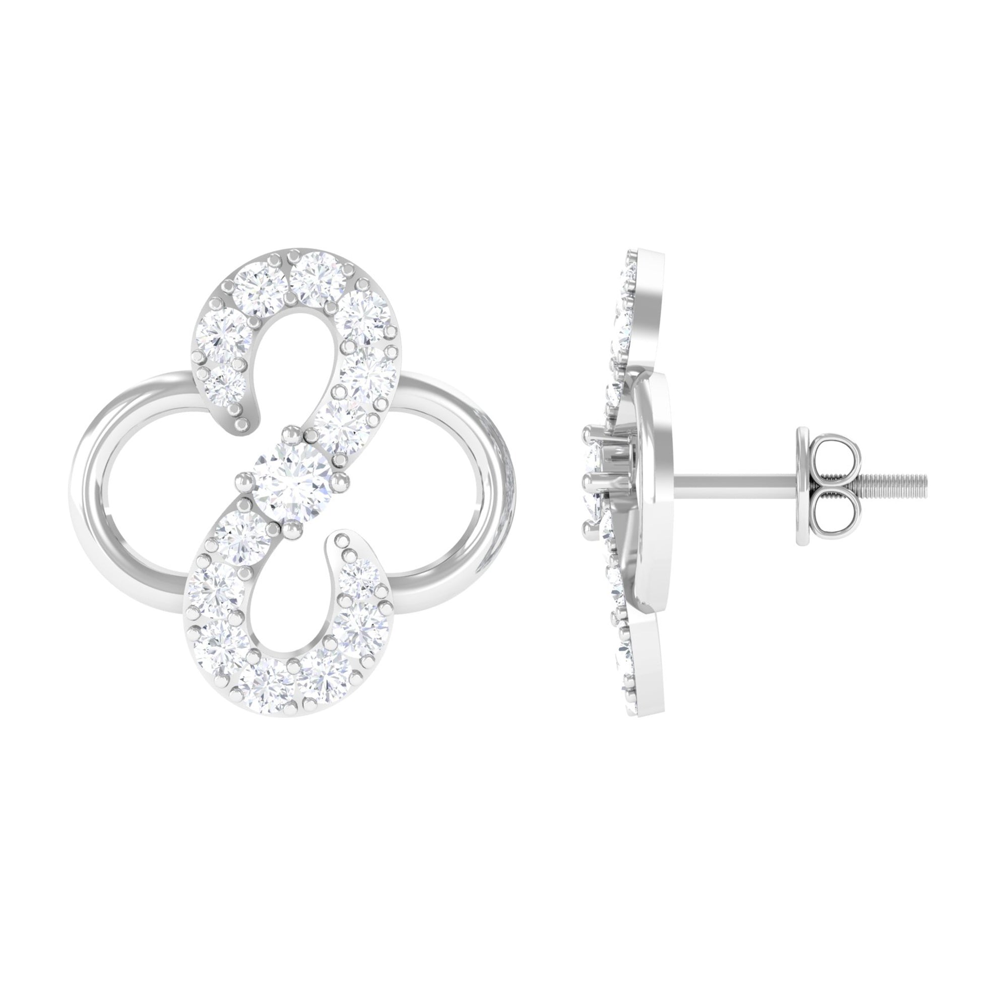 Rosec Jewels-Lab Grown Diamond Floral Stud Earrings with Screw Back