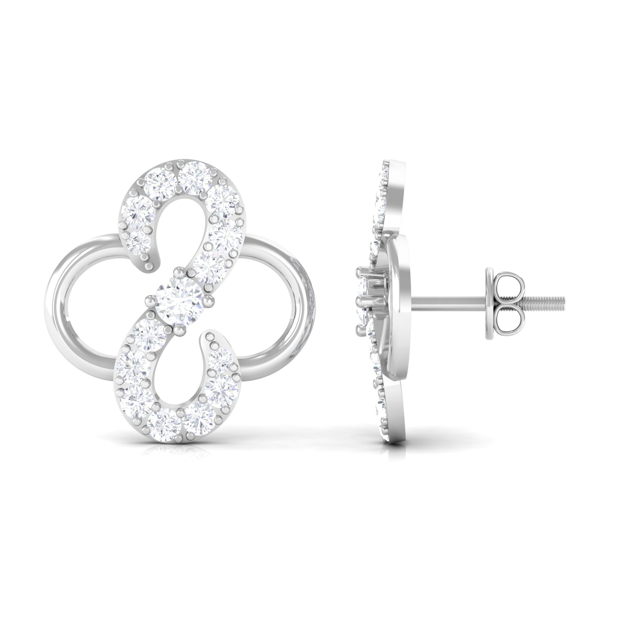 Rosec Jewels-Lab Grown Diamond Floral Stud Earrings with Screw Back