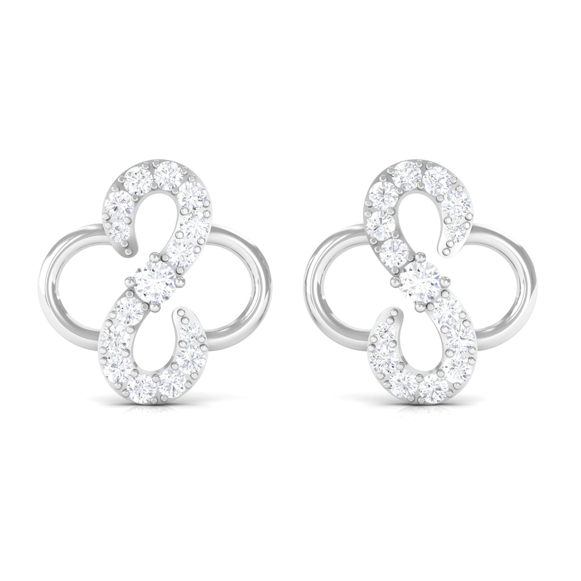 Rosec Jewels-Lab Grown Diamond Floral Stud Earrings with Screw Back