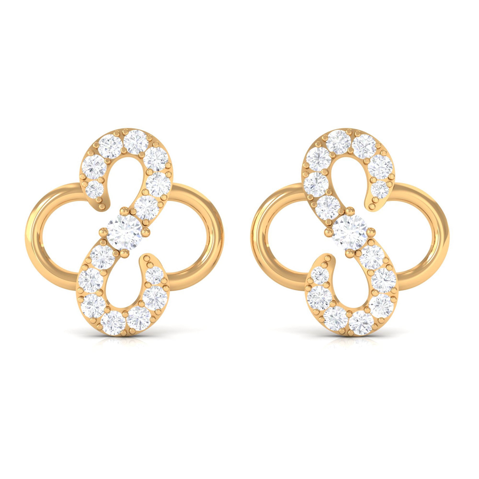 Rosec Jewels-Lab Grown Diamond Floral Stud Earrings with Screw Back