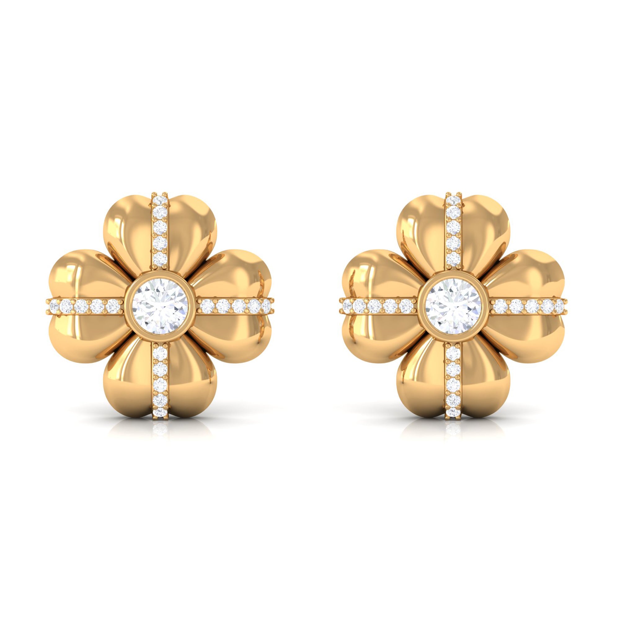 Rosec Jewels-Lab Grown Diamond Flower Stud Earrings With Screw Back