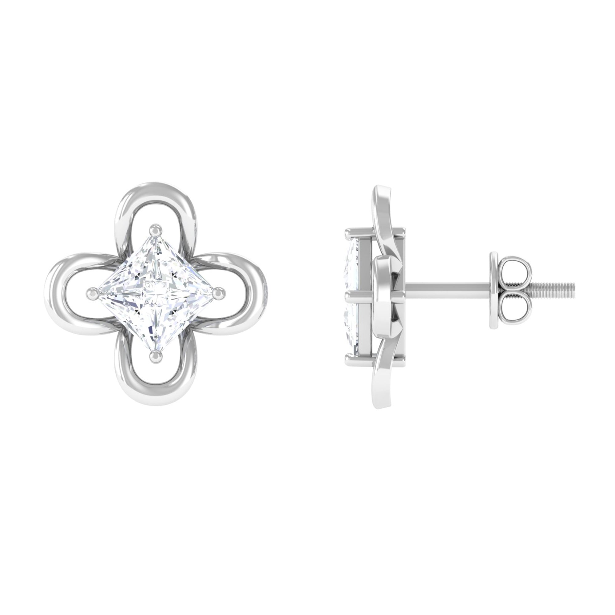 Rosec Jewels-Cute Lab Diamond Flower Stud Earrings