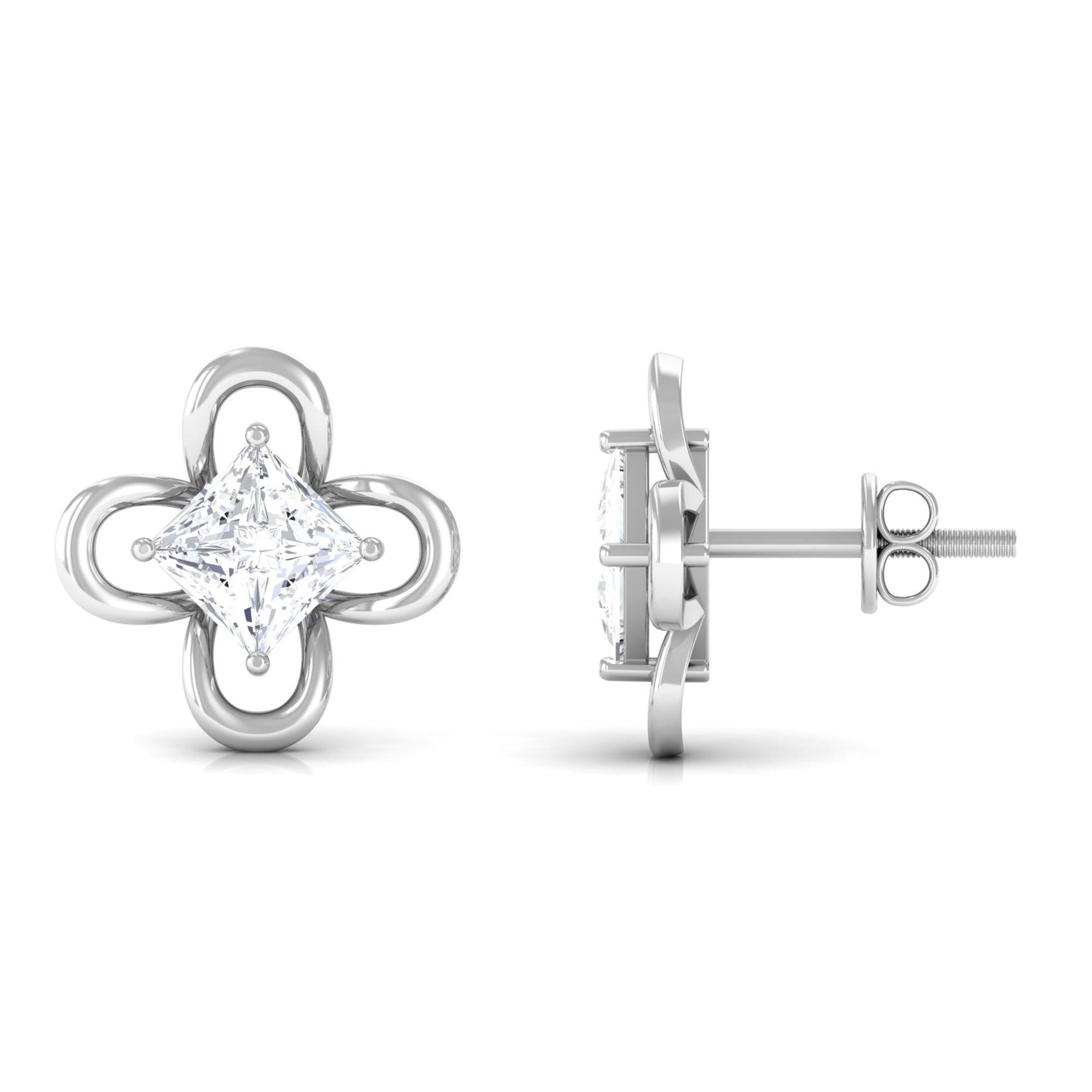 Rosec Jewels-Cute Lab Diamond Flower Stud Earrings