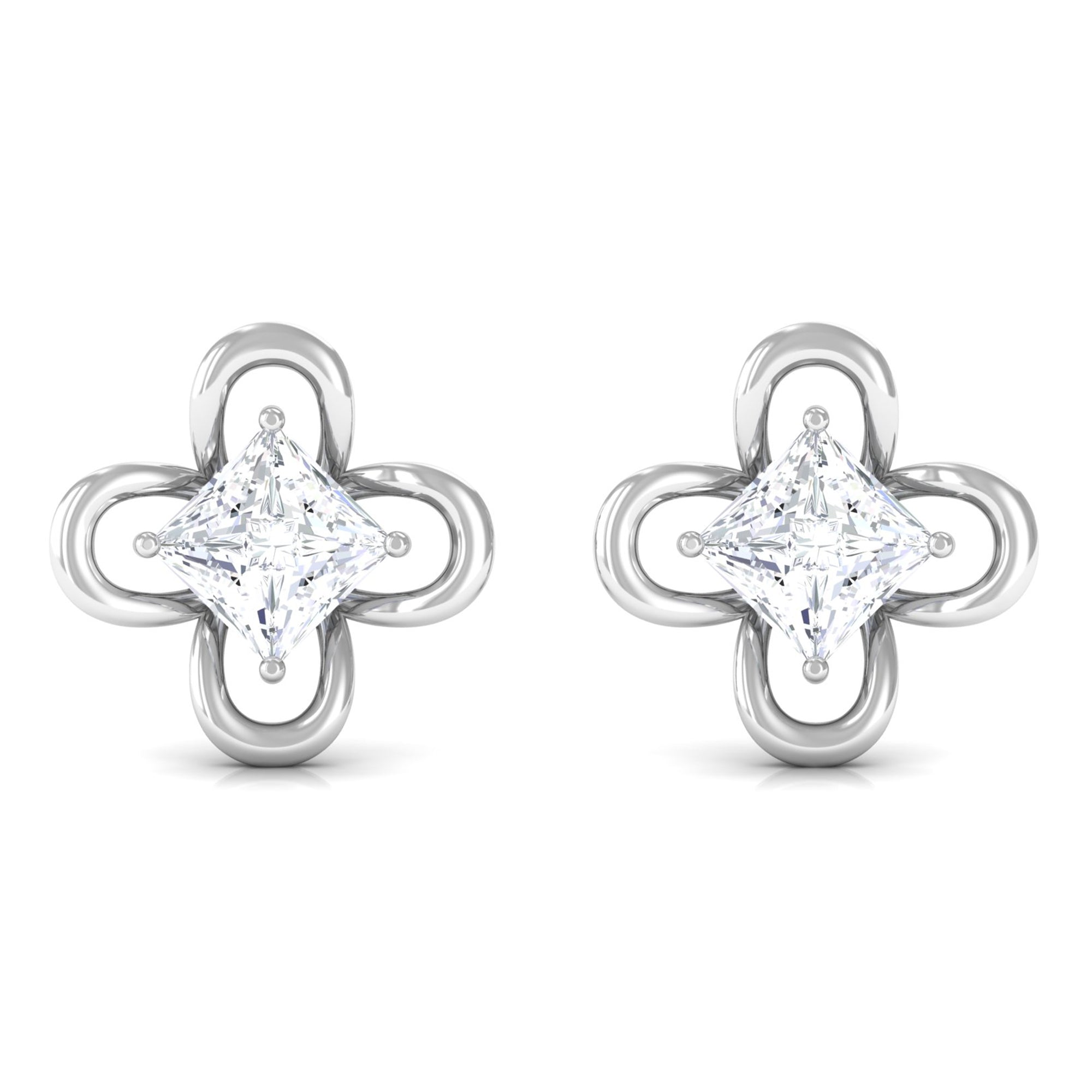 Rosec Jewels-Cute Lab Diamond Flower Stud Earrings