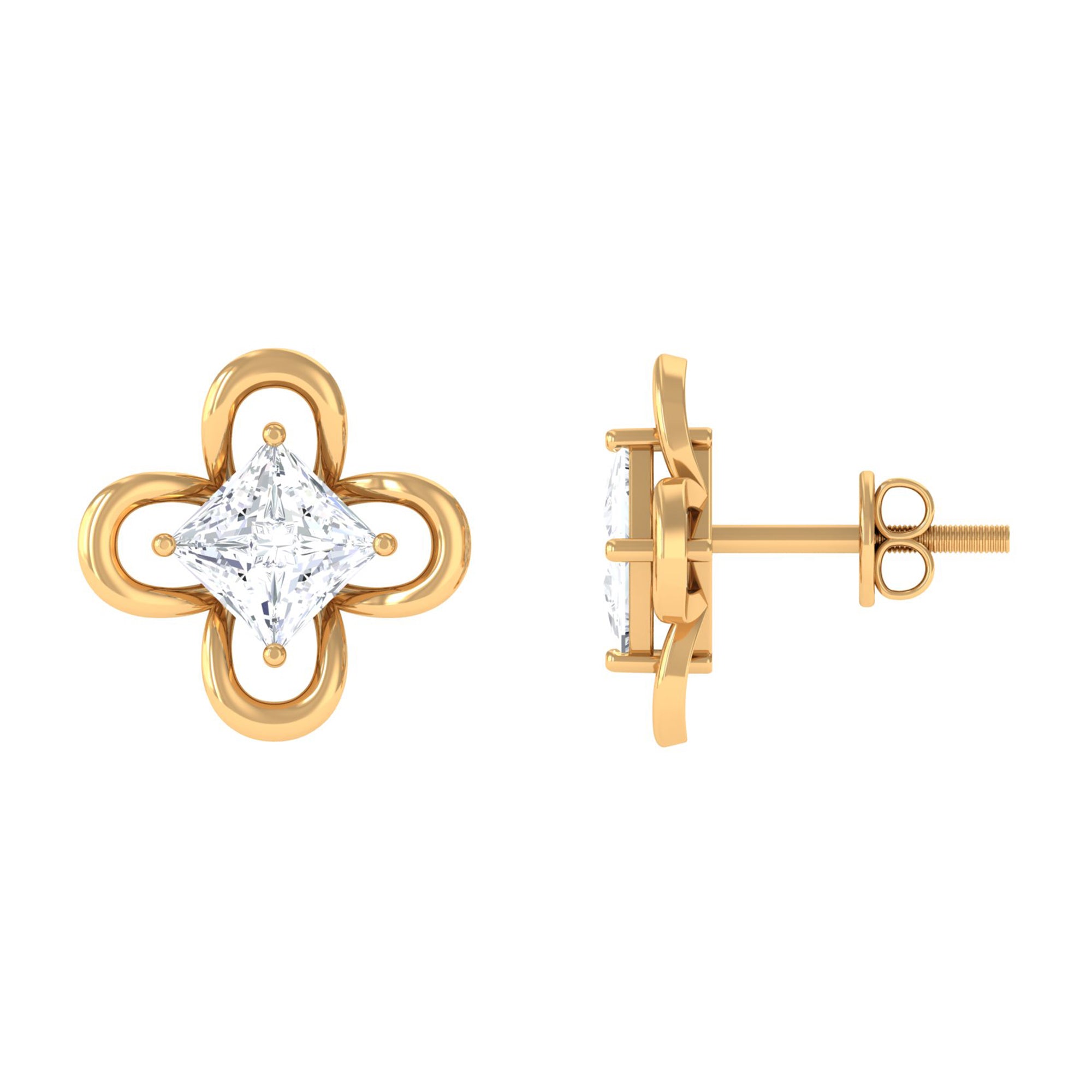 Rosec Jewels-Cute Lab Diamond Flower Stud Earrings