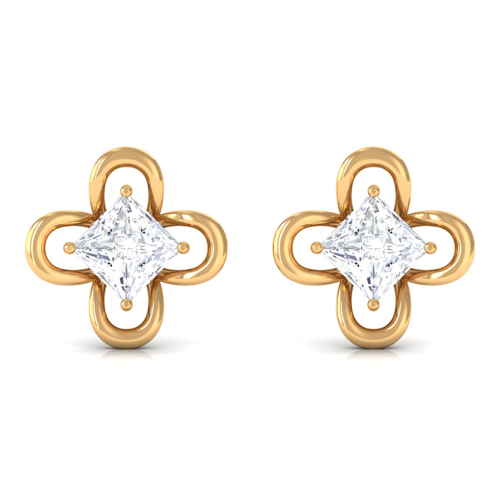 Rosec Jewels-Cute Lab Diamond Flower Stud Earrings