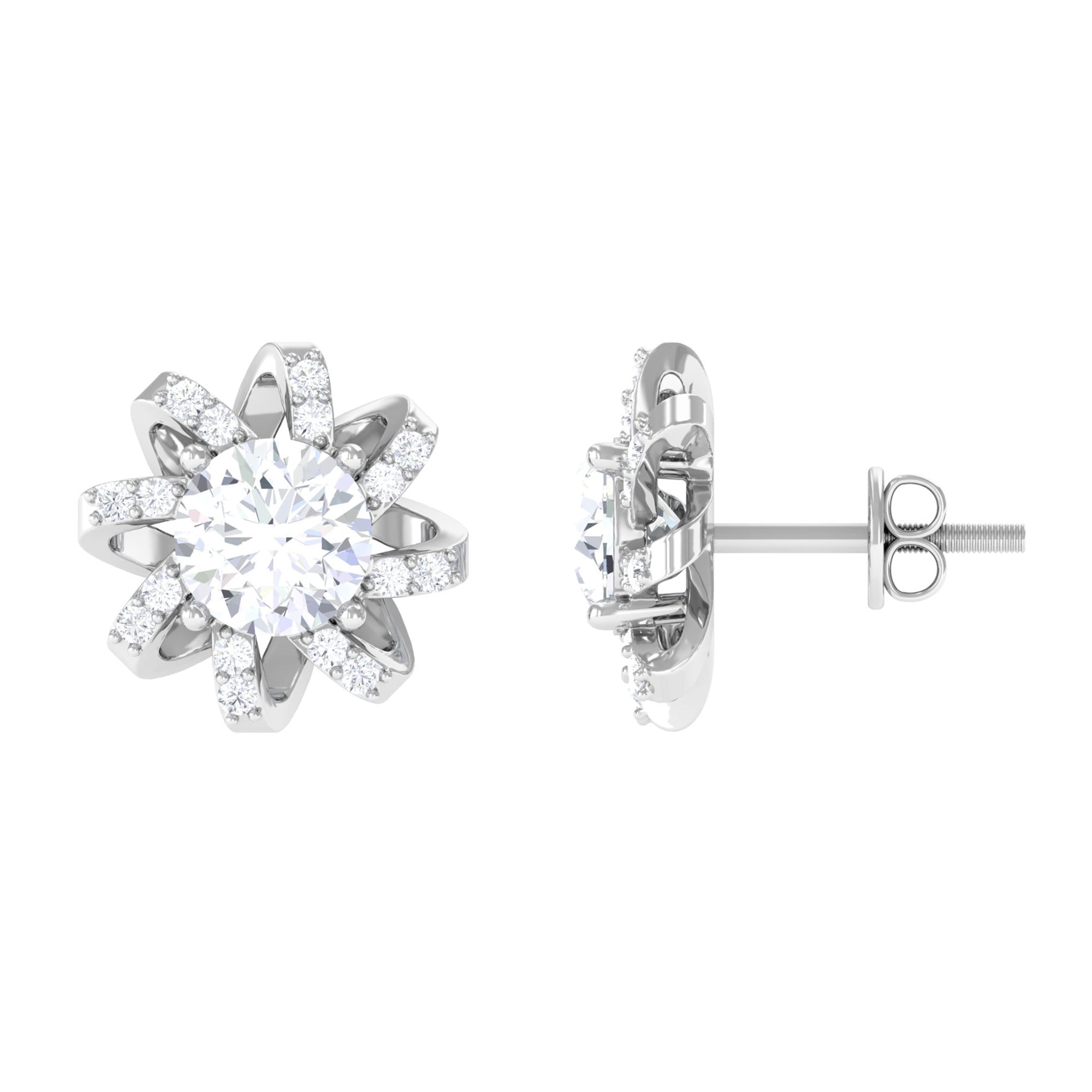 Rosec Jewels-Lab Grown Diamond Round Solitaire Stud Earrings with Screw Back