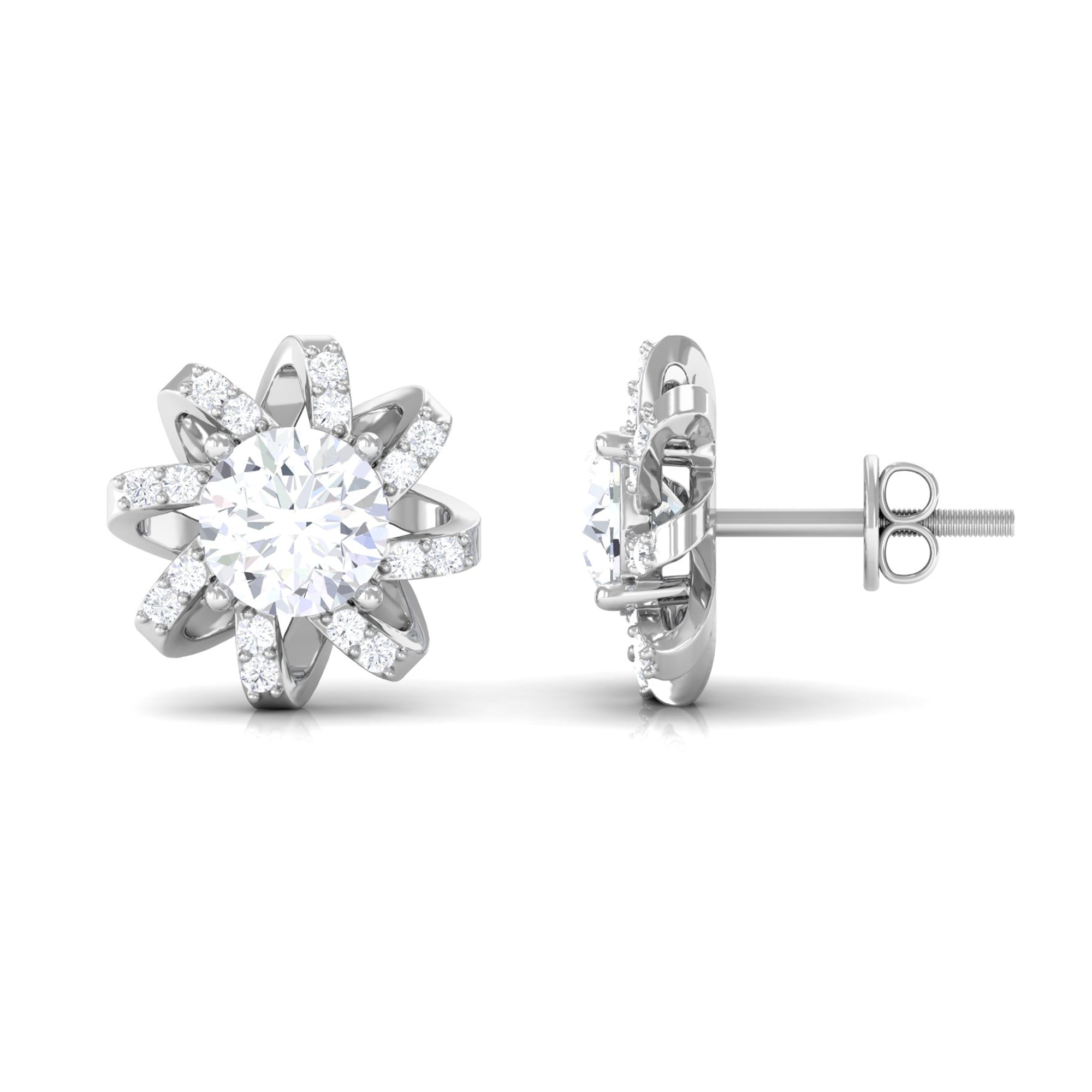 Rosec Jewels-Lab Grown Diamond Round Solitaire Stud Earrings with Screw Back