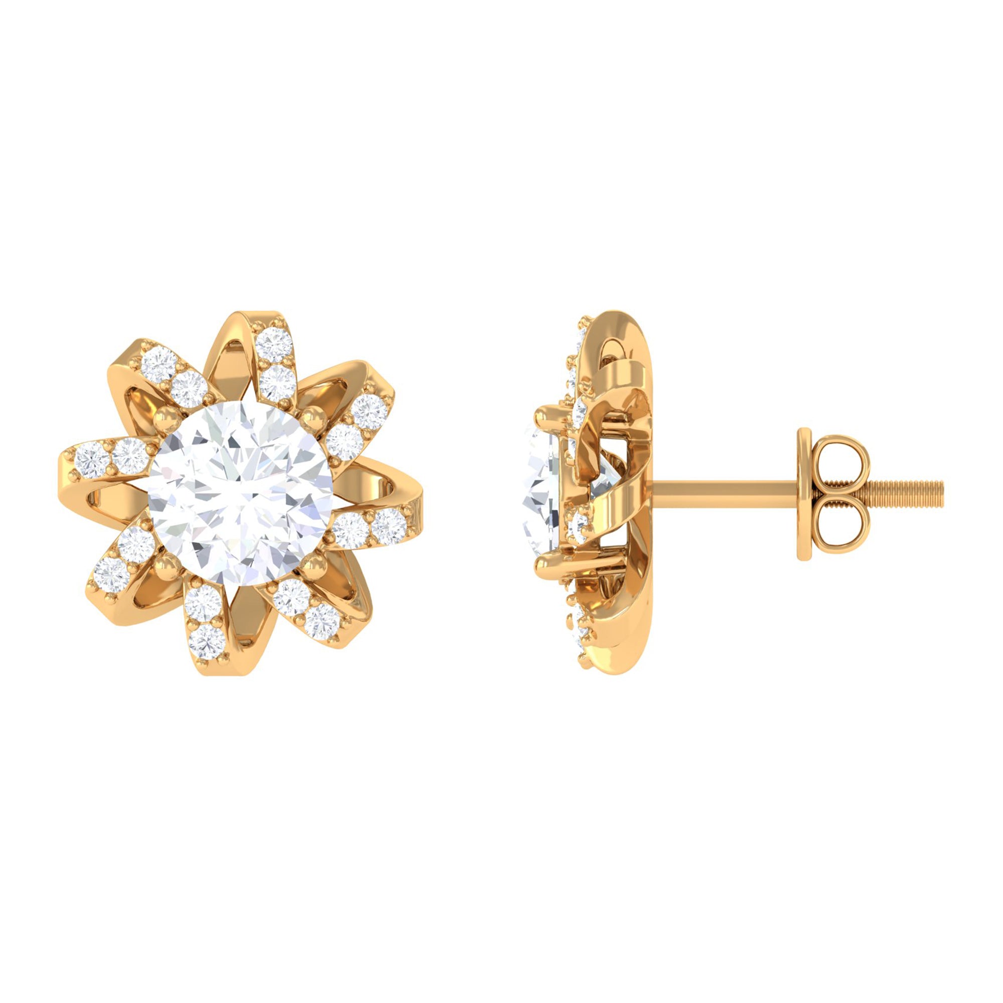 Rosec Jewels-Lab Grown Diamond Round Solitaire Stud Earrings with Screw Back