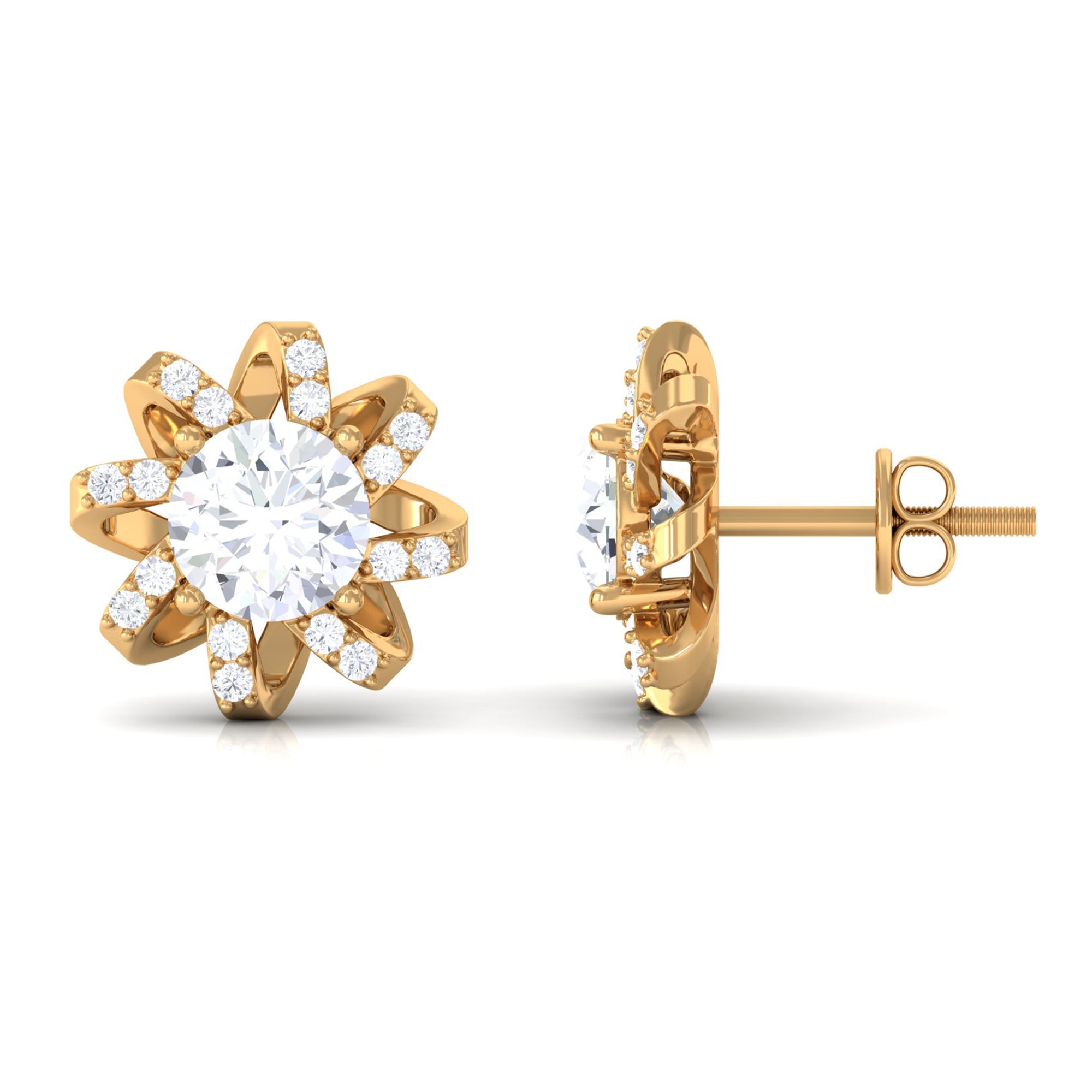 Rosec Jewels-Lab Grown Diamond Round Solitaire Stud Earrings with Screw Back