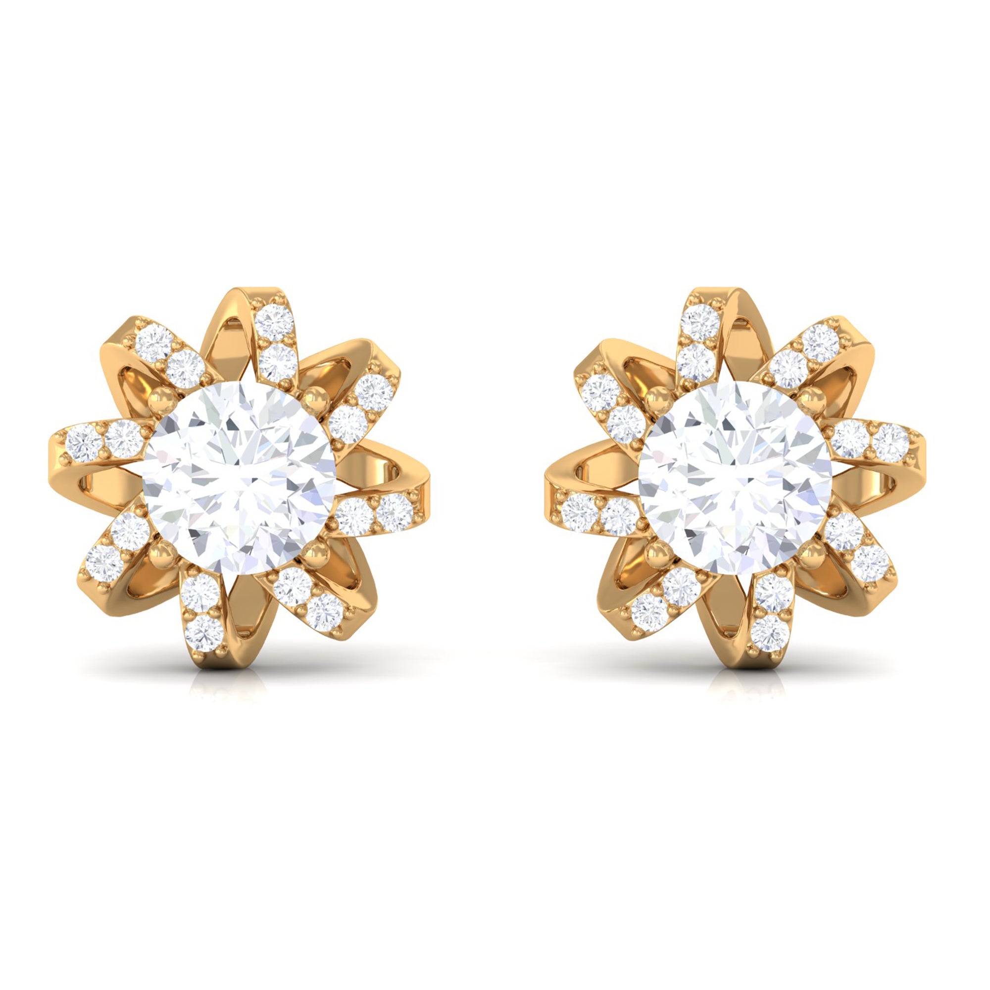 Rosec Jewels-Lab Grown Diamond Round Solitaire Stud Earrings with Screw Back