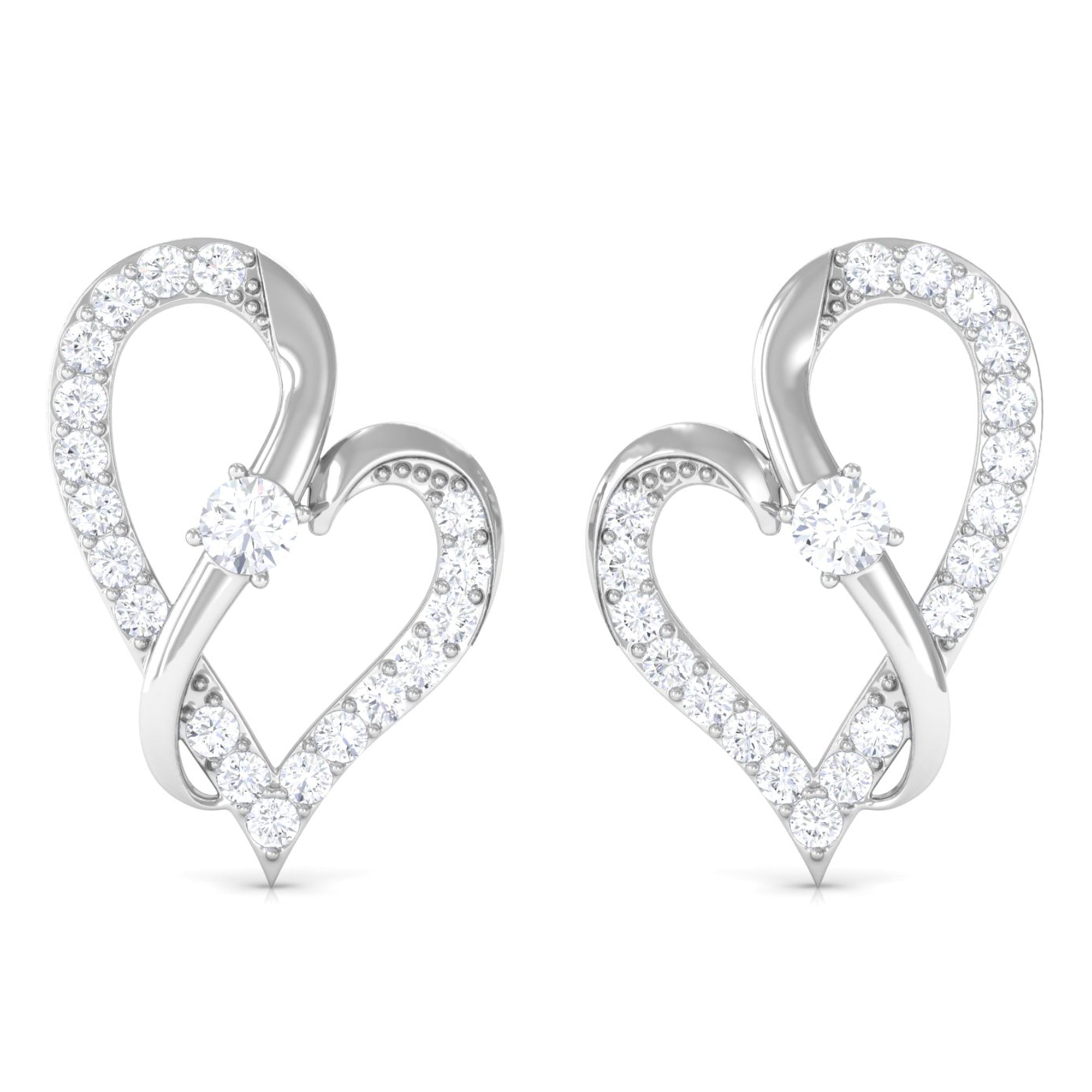 Rosec Jewels-Lab Grown Diamond Heart Stud Earrings with Screw Back