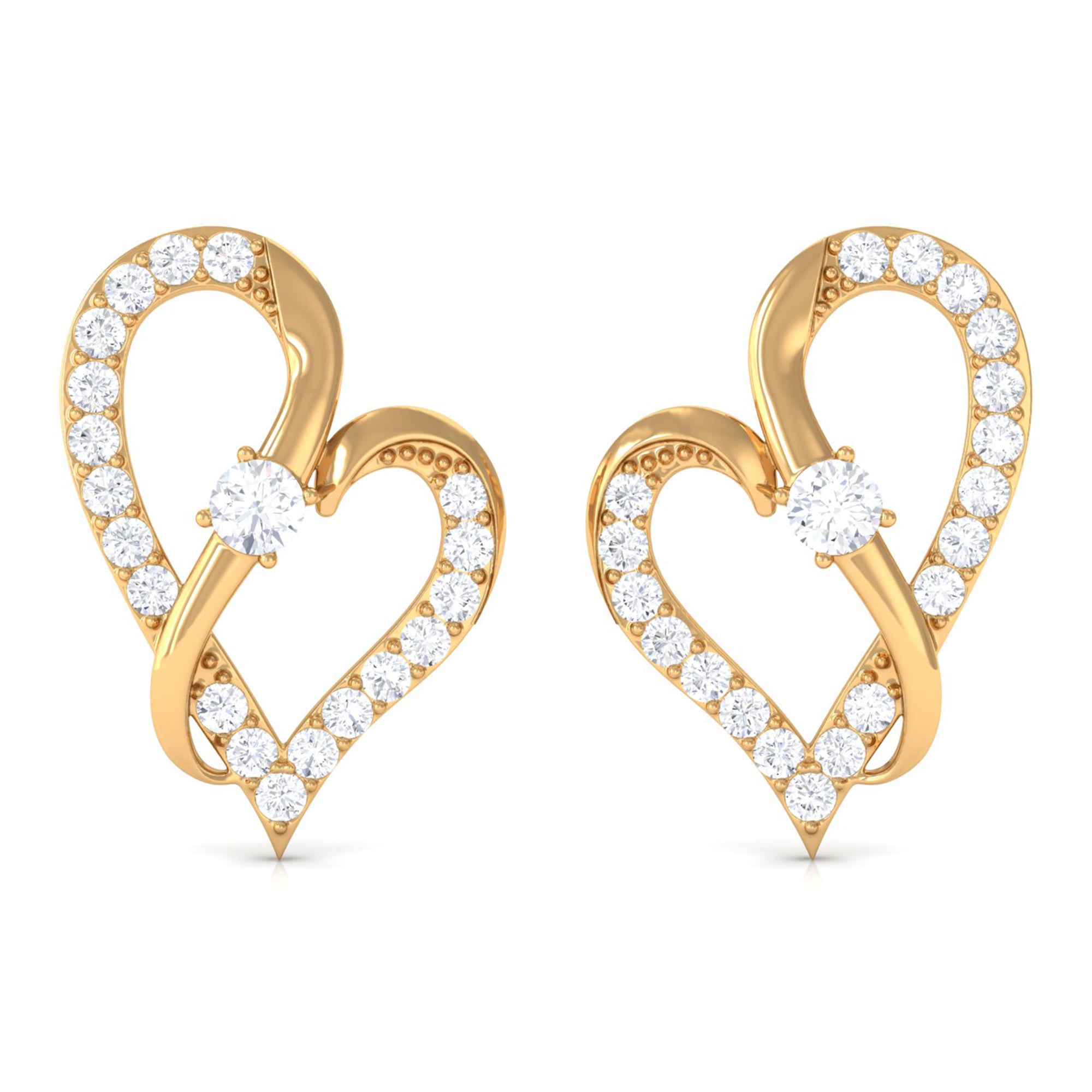 Rosec Jewels-Lab Grown Diamond Heart Stud Earrings with Screw Back