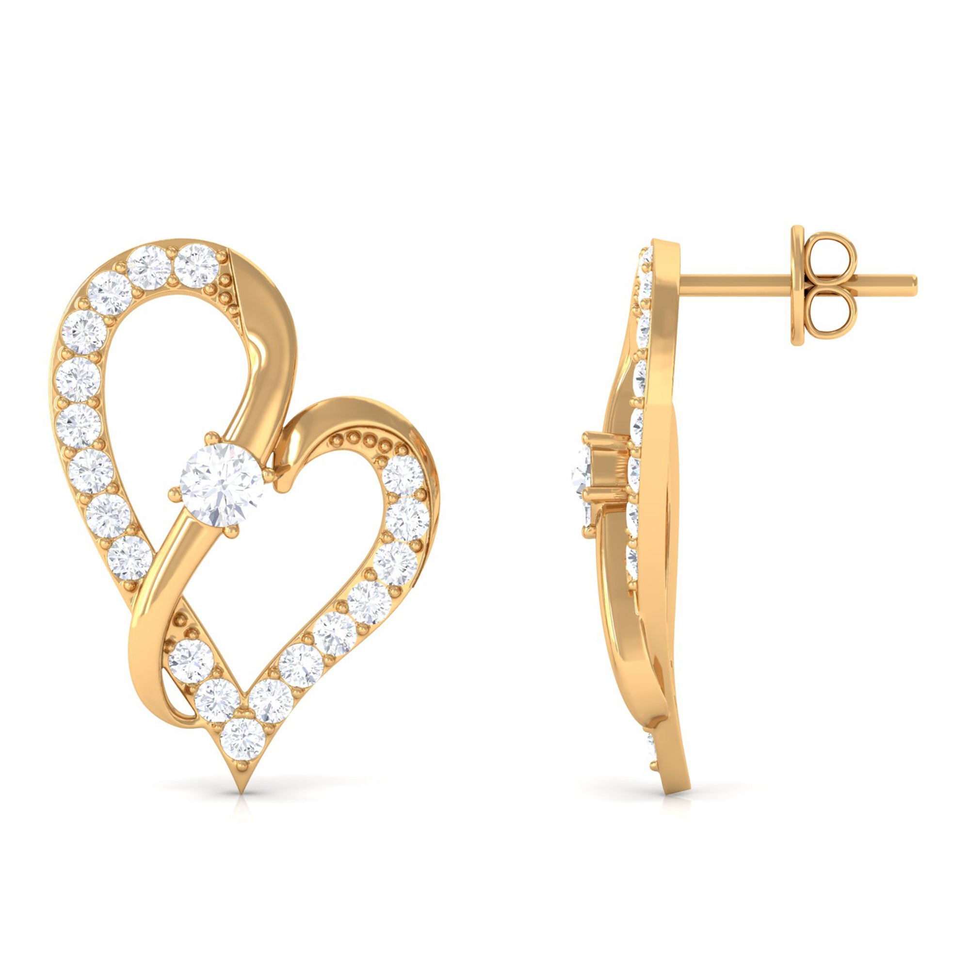 Rosec Jewels-Lab Grown Diamond Heart Stud Earrings with Screw Back