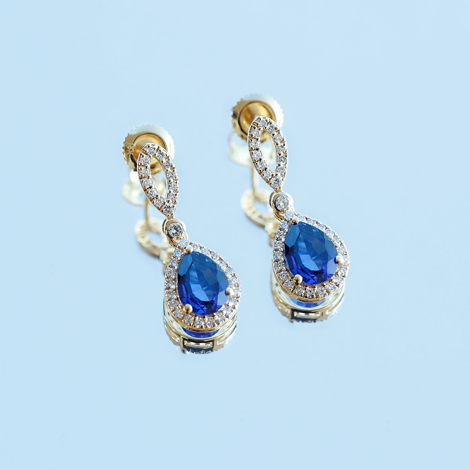 Rosec Jewels-Designer Lab Grown Sapphire Drop Earrings with Diamond