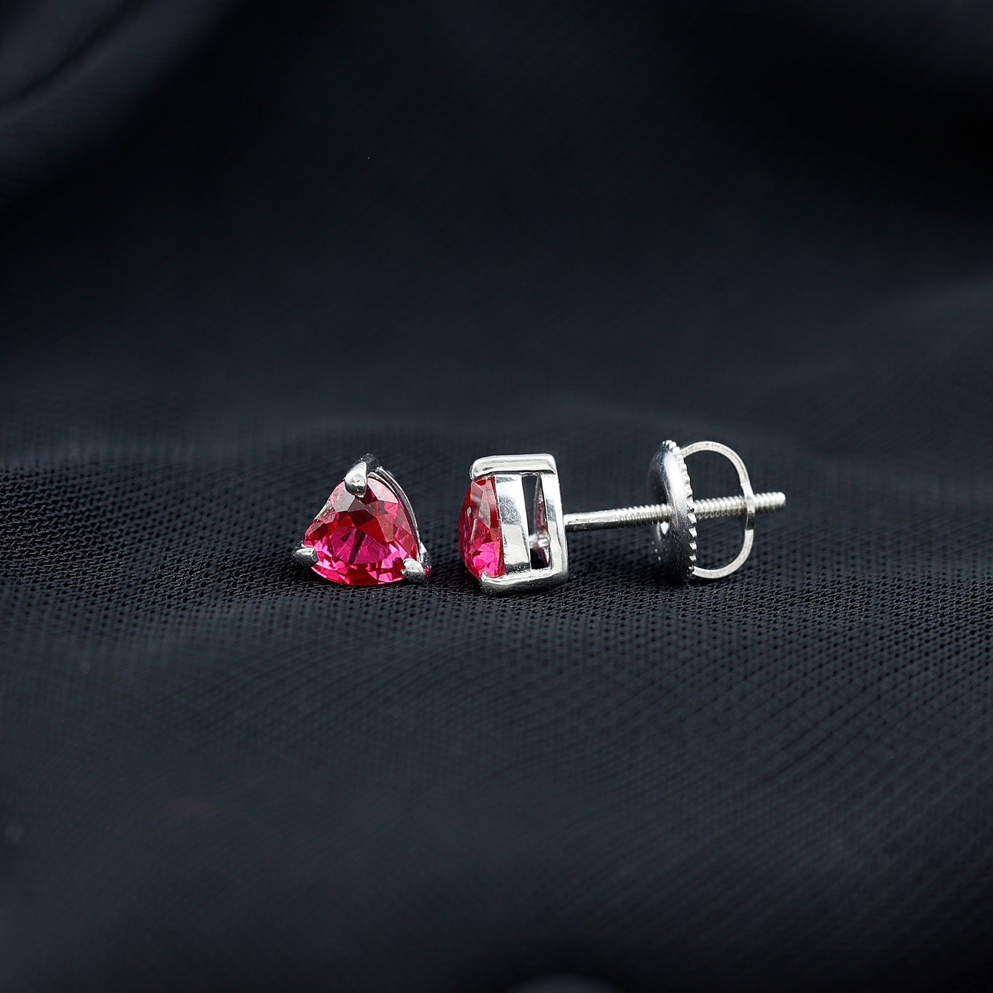 Rosec Jewels-Heart Shape Lab Grown Ruby Valentines Day Earrings