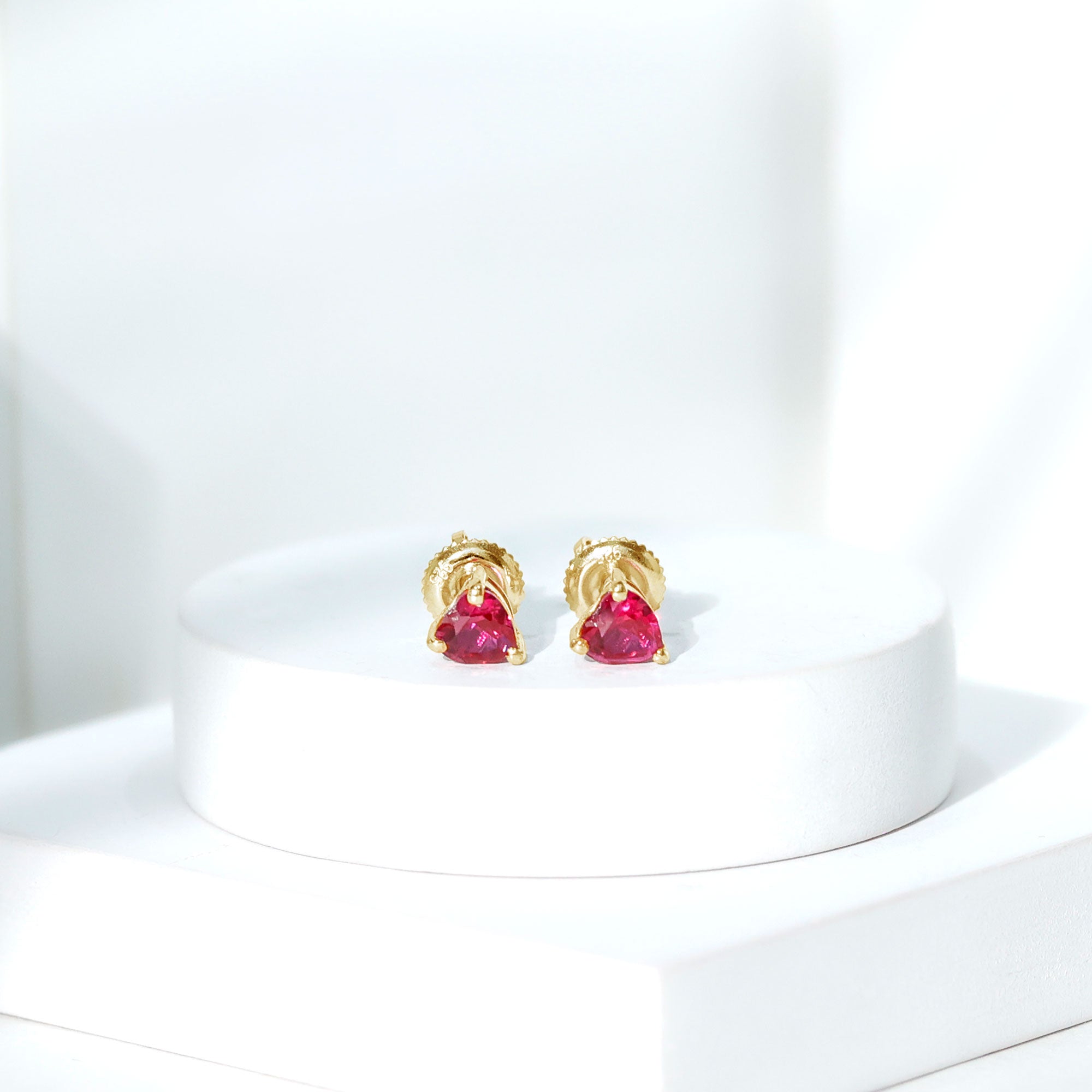 Rosec Jewels-Heart Shape Lab Grown Ruby Valentines Day Earrings