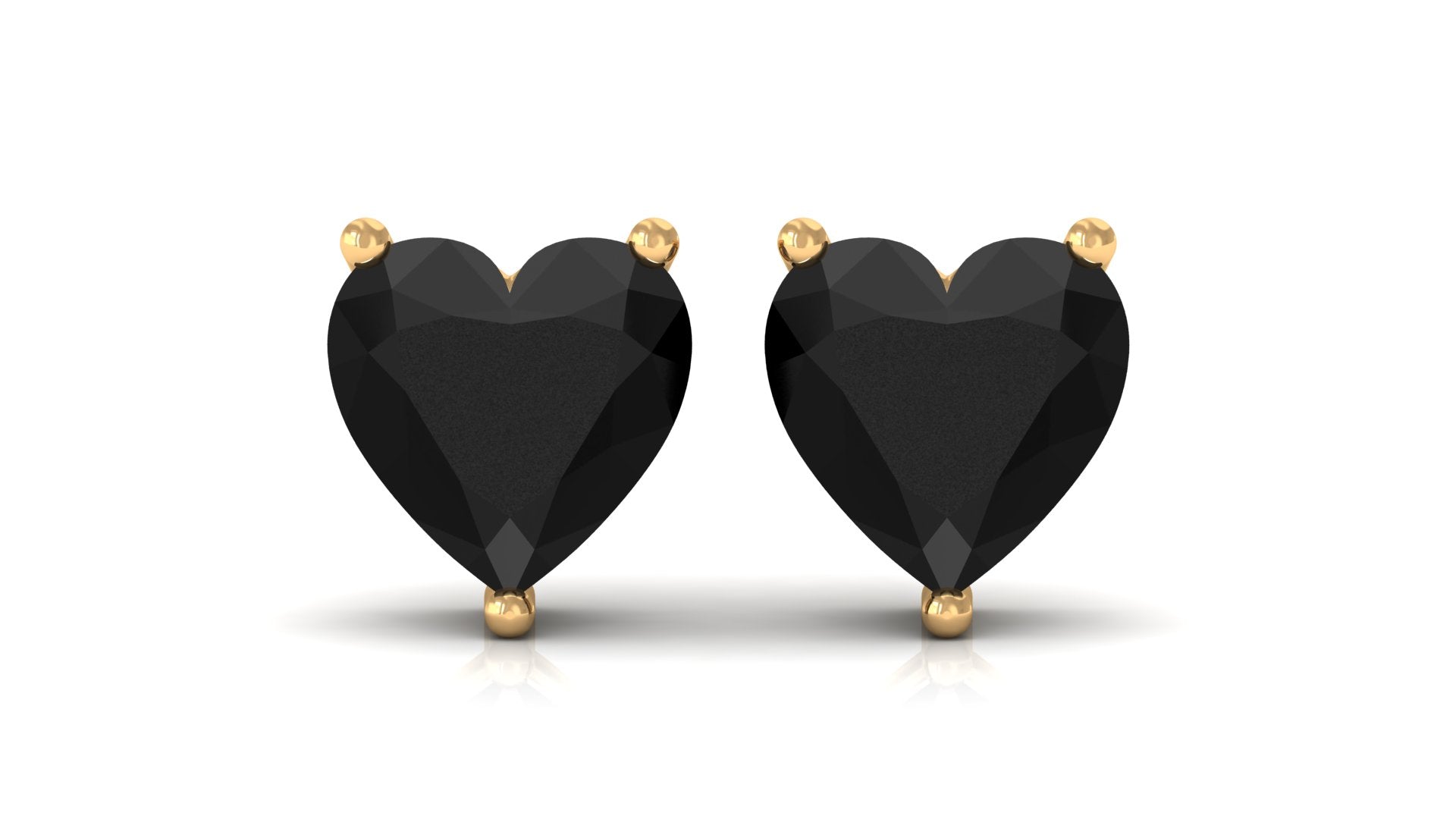 Rosec Jewels-Lab Grown Black Diamond Heart Stud Earrings With Screw Back