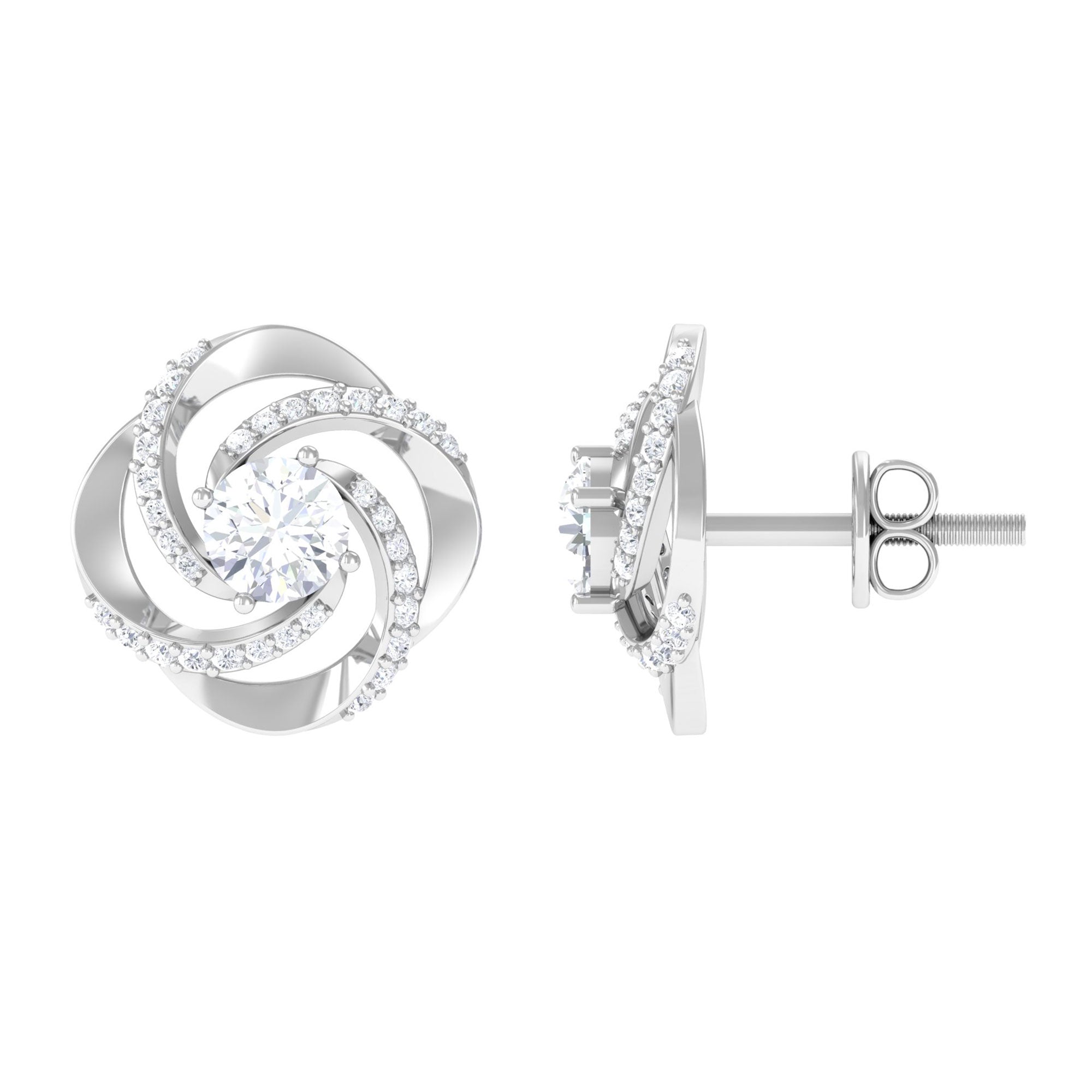 Rosec Jewels-Certified Lab 5 mm Round Diamond Swirl Stud Earrings