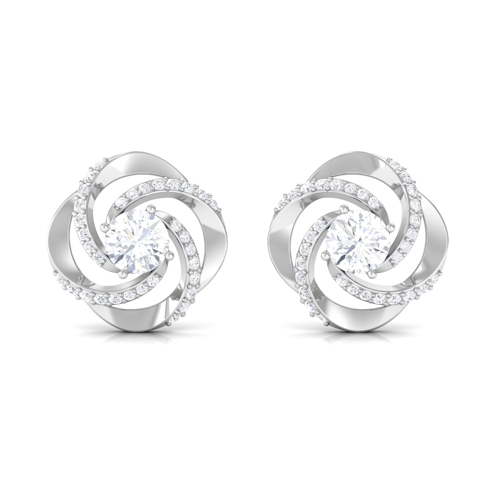 Rosec Jewels-Certified Lab 5 mm Round Diamond Swirl Stud Earrings