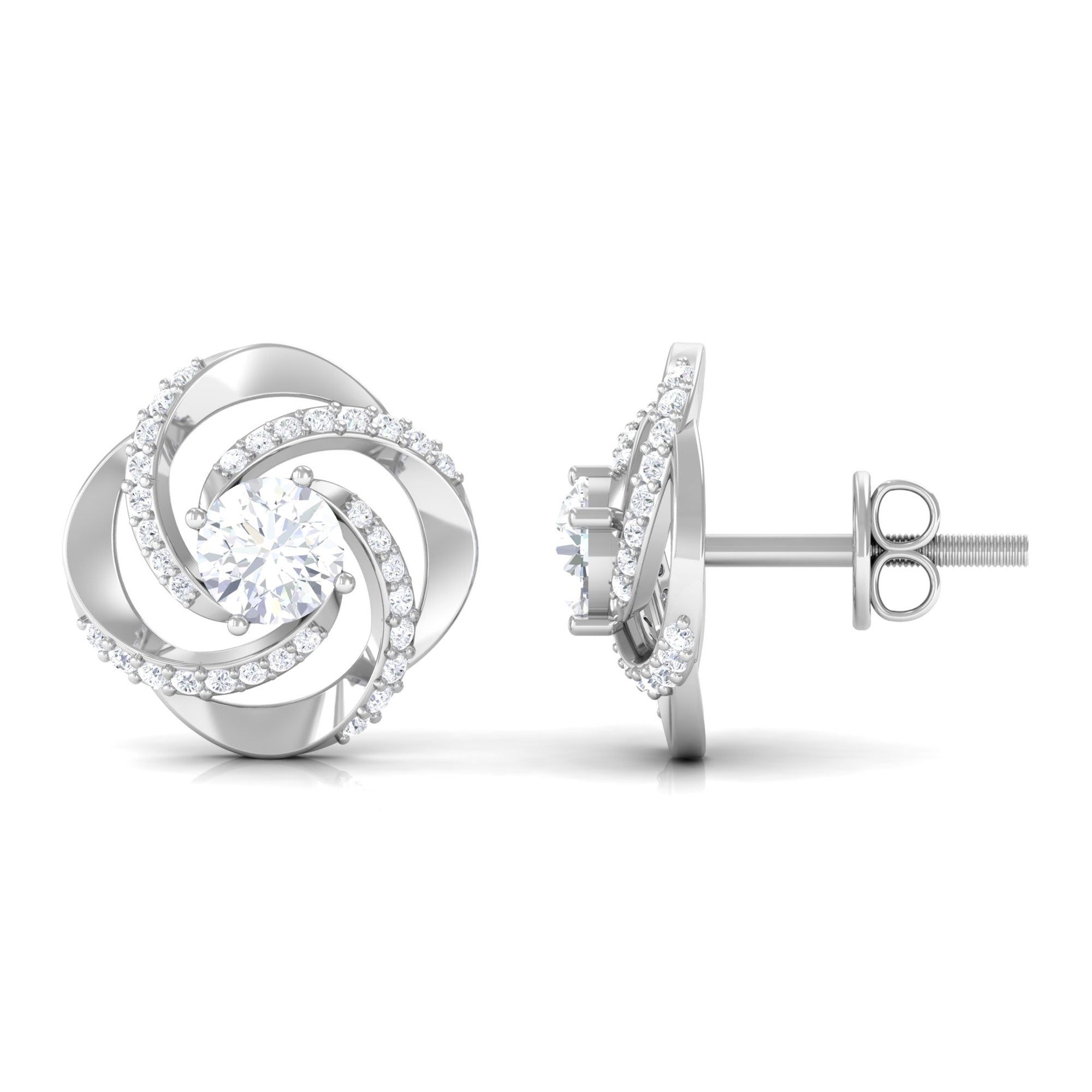 Rosec Jewels-Certified Lab 5 mm Round Diamond Swirl Stud Earrings