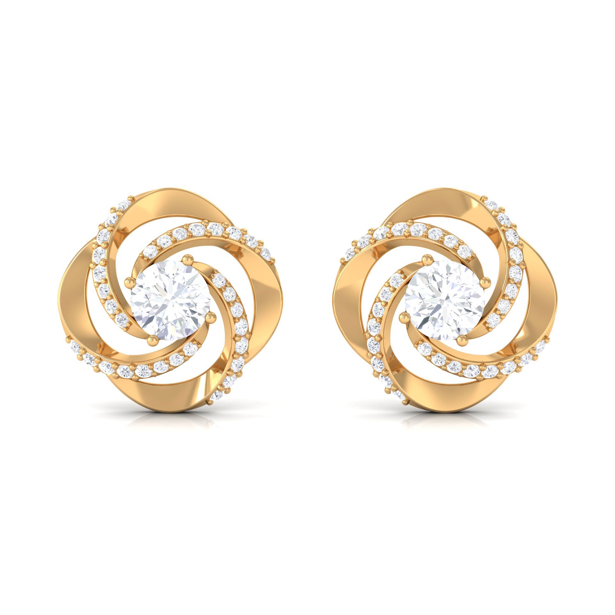 Rosec Jewels-Certified Lab 5 mm Round Diamond Swirl Stud Earrings