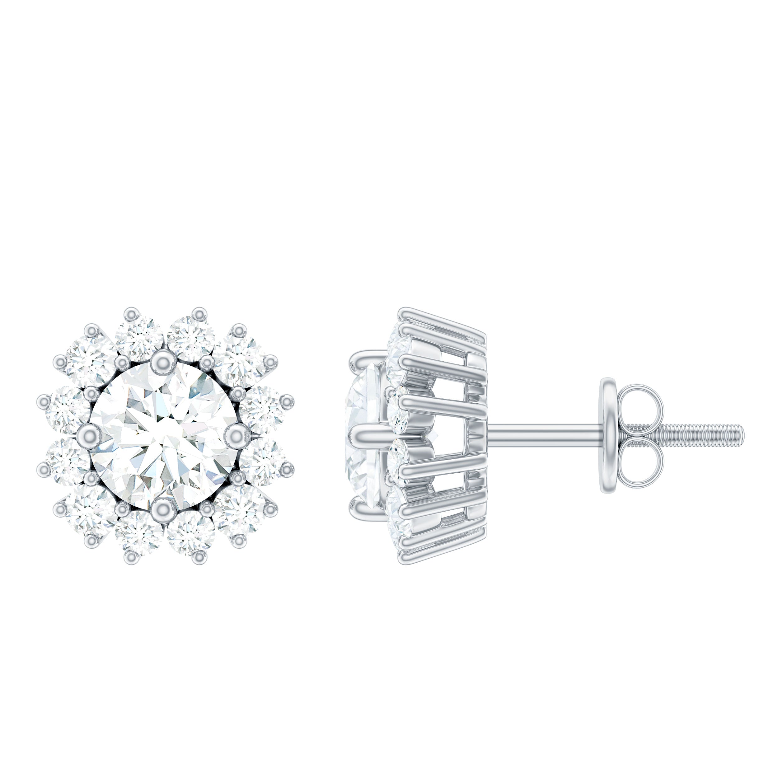 Rosec Jewels-Certified 5 mm Round Lab Grown Diamond Halo Stud Earrings