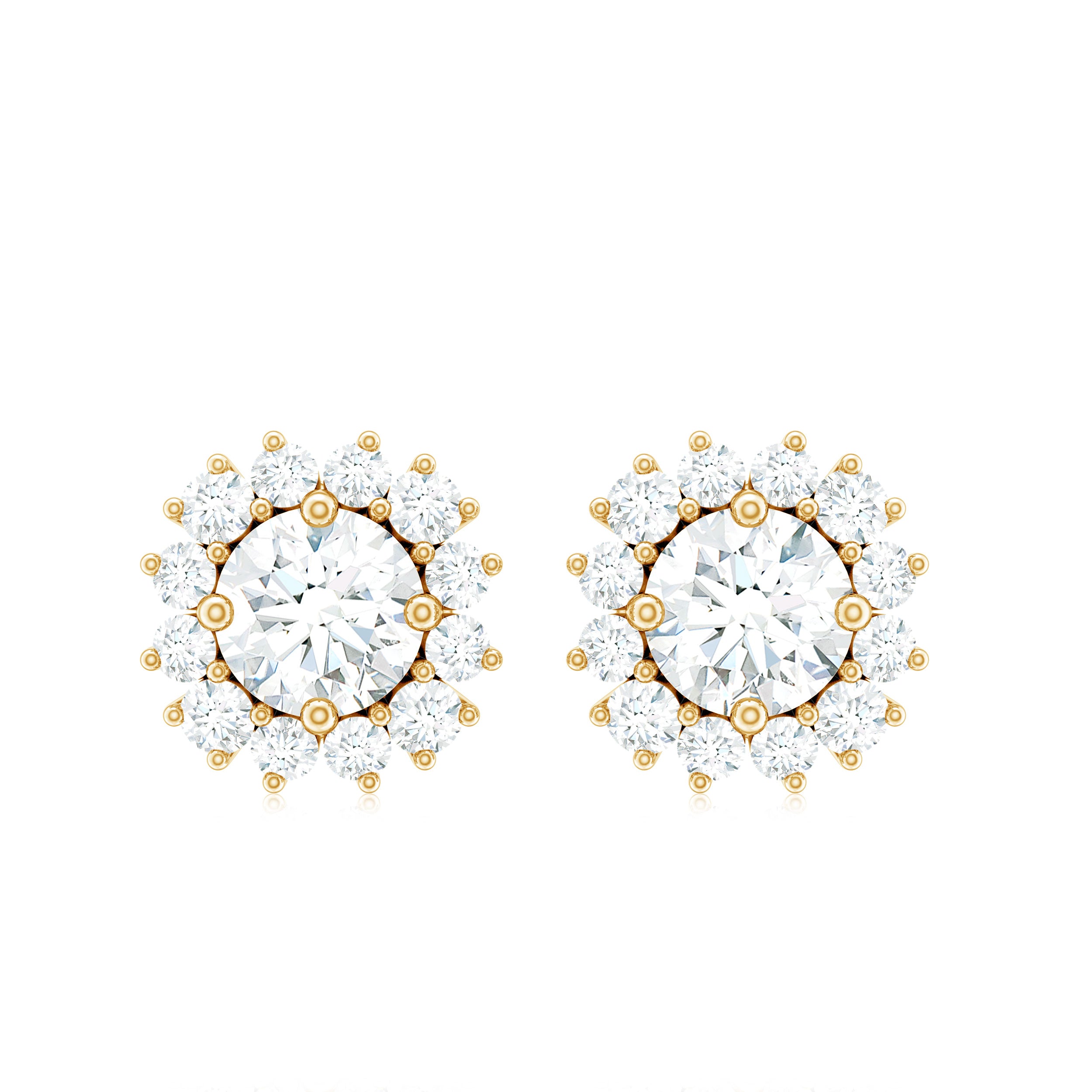 Rosec Jewels-Certified 5 mm Round Lab Grown Diamond Halo Stud Earrings