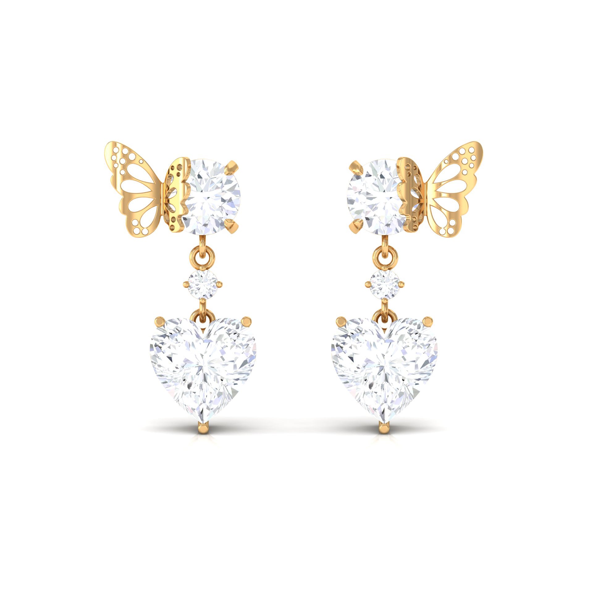 Rosec Jewels-Heart Shaped Lab Grown Diamond Butterfly Drop Earrings