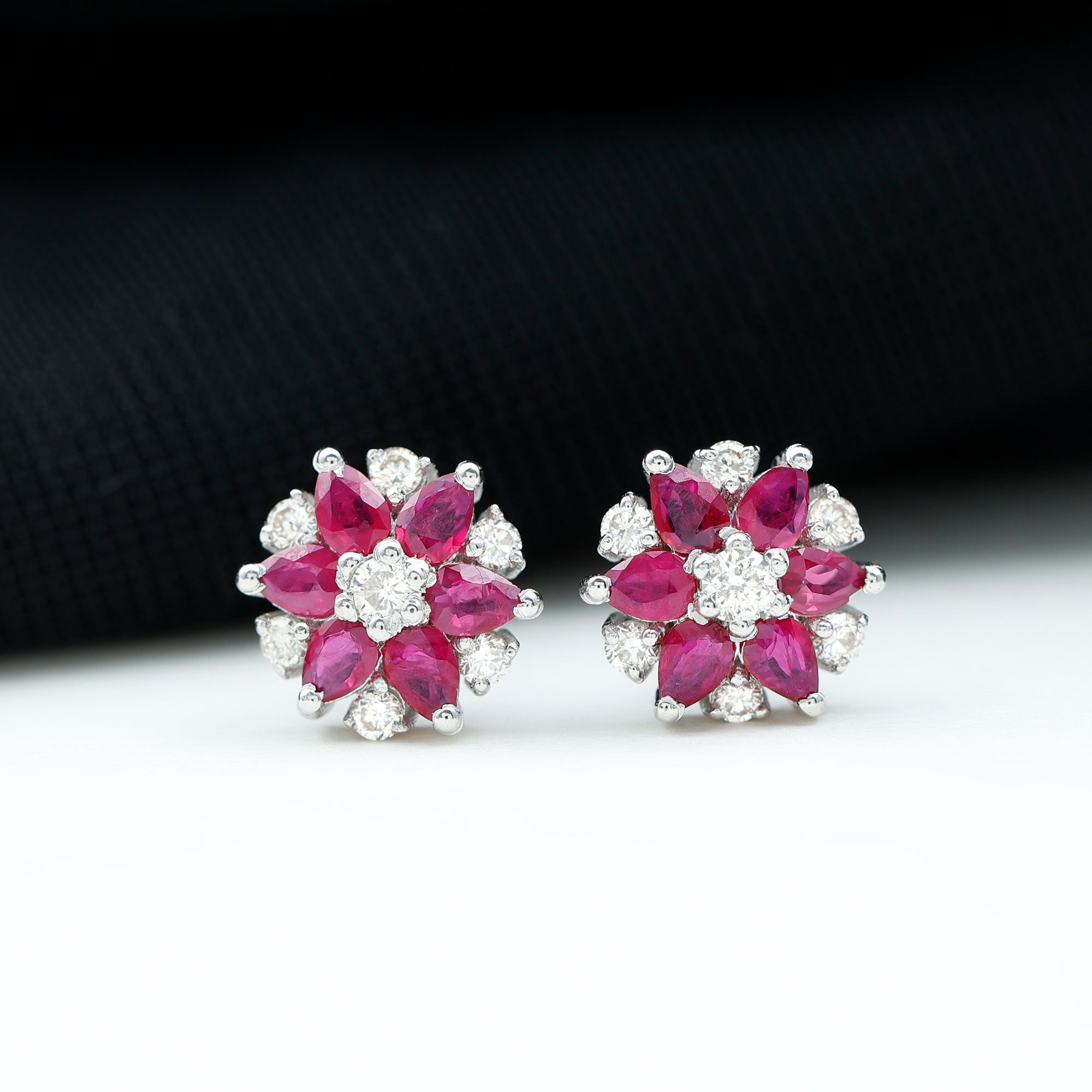 Ruby Earrings,Earrings Studs,Diamond Earrings,Diamond store Flower Earrings