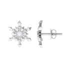 Snowflake Stud Earrings with Bezel Set Diamond Diamond - ( HI-SI ) - Color and Clarity - Rosec Jewels