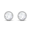 Zircon Solitaire Stud Earring in Bezel Setting Zircon - ( AAAA ) - Quality - Rosec Jewels