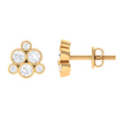 Certified Zircon Cluster Stud Earrings in Bezel Setting Zircon - ( AAAA ) - Quality - Rosec Jewels