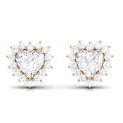 Heart Shape Cubic Zirconia Halo Stud Earrings Zircon - ( AAAA ) - Quality - Rosec Jewels