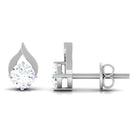 Round Cubic Zirconia Solitaire Petal Stud Earrings Zircon - ( AAAA ) - Quality - Rosec Jewels