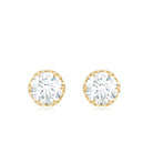 1.50 CT Solitaire Zircon Flower Stud Earrings Zircon - ( AAAA ) - Quality - Rosec Jewels