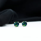 1.50 CT Black Opal Solitaire Stud Earrings in Silver Black Opal - ( AAA ) - Quality 92.5 Sterling Silver - Rosec Jewels