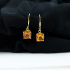 8 MM Cushion Cut Citrine Solitaire Drop Earrings Citrine - ( AAA ) - Quality - Rosec Jewels