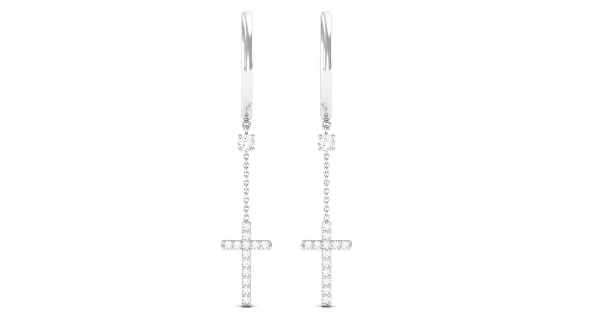 Rosec Jewels-1/4 CT Diamond Cross Drop Hoop Earrings