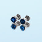 2 CT Lab Created Blue Sapphire Solitaire Stud Earrings Lab Created Blue Sapphire - ( AAAA ) - Quality - Rosec Jewels