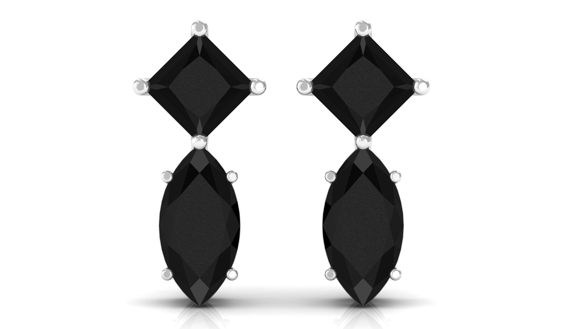 1.25 CT Simple Black Spinel Two Stone Stud Earrings Black Spinel - ( AAA ) - Quality - Rosec Jewels