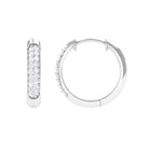 Pave Set Natural Diamond Minimal Hinged Hoop Earrings Diamond - ( HI-SI ) - Color and Clarity - Rosec Jewels