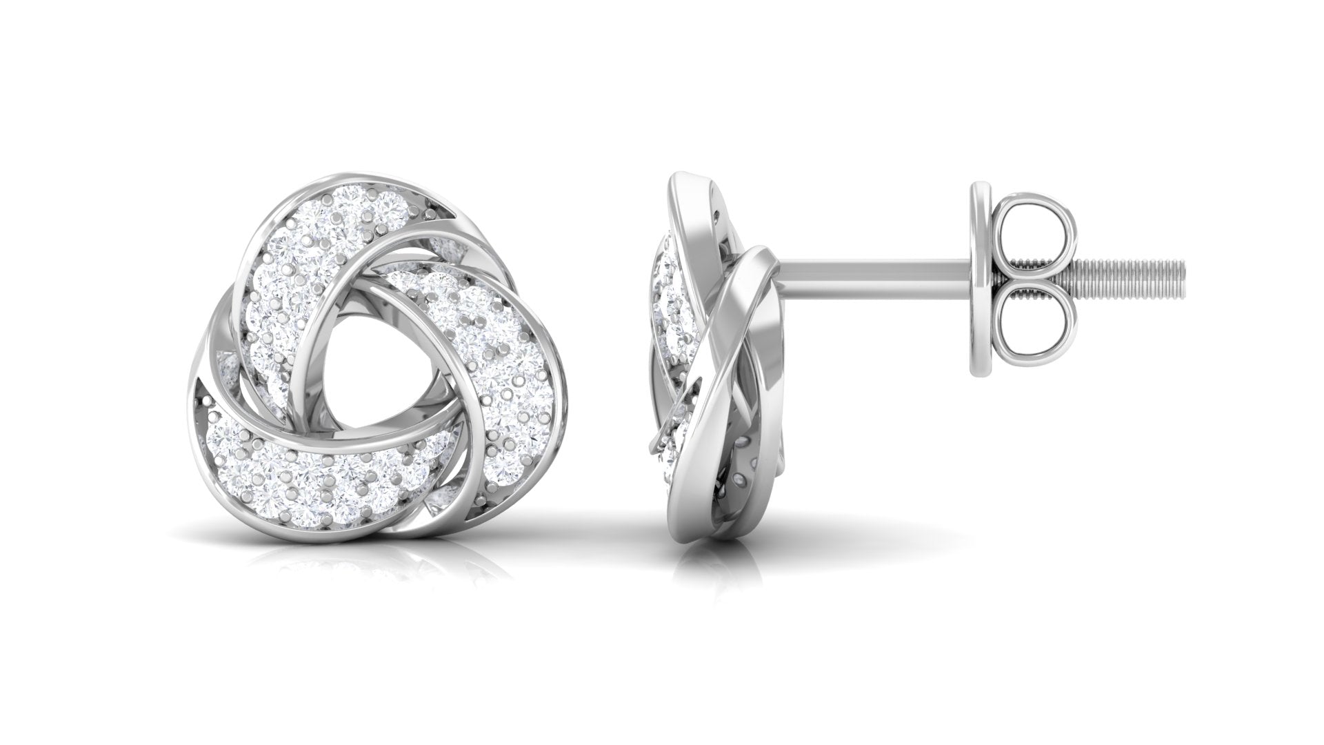 Rosec Jewels-Natural Diamond Knot Stud Earrings with Screw Back