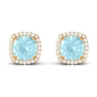 Sky Blue Topaz and Diamond Halo Stud Earrings Sky Blue Topaz - ( AAA ) - Quality - Rosec Jewels