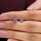 1 CT Round Cut Tanzanite Solitaire Stud Earrings in Gold Tanzanite - ( AAA ) - Quality - Rosec Jewels