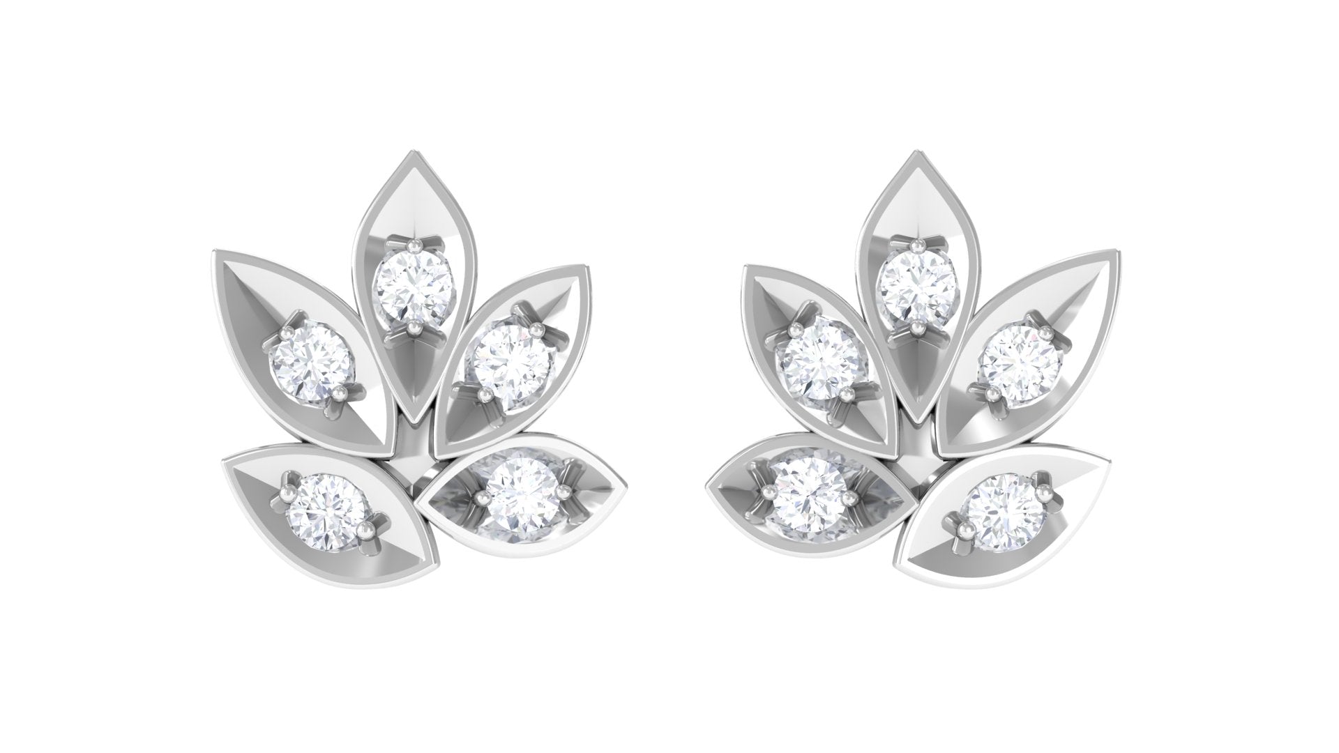 Rosec Jewels-Certified Real Diamond Leaf Stud Earrings