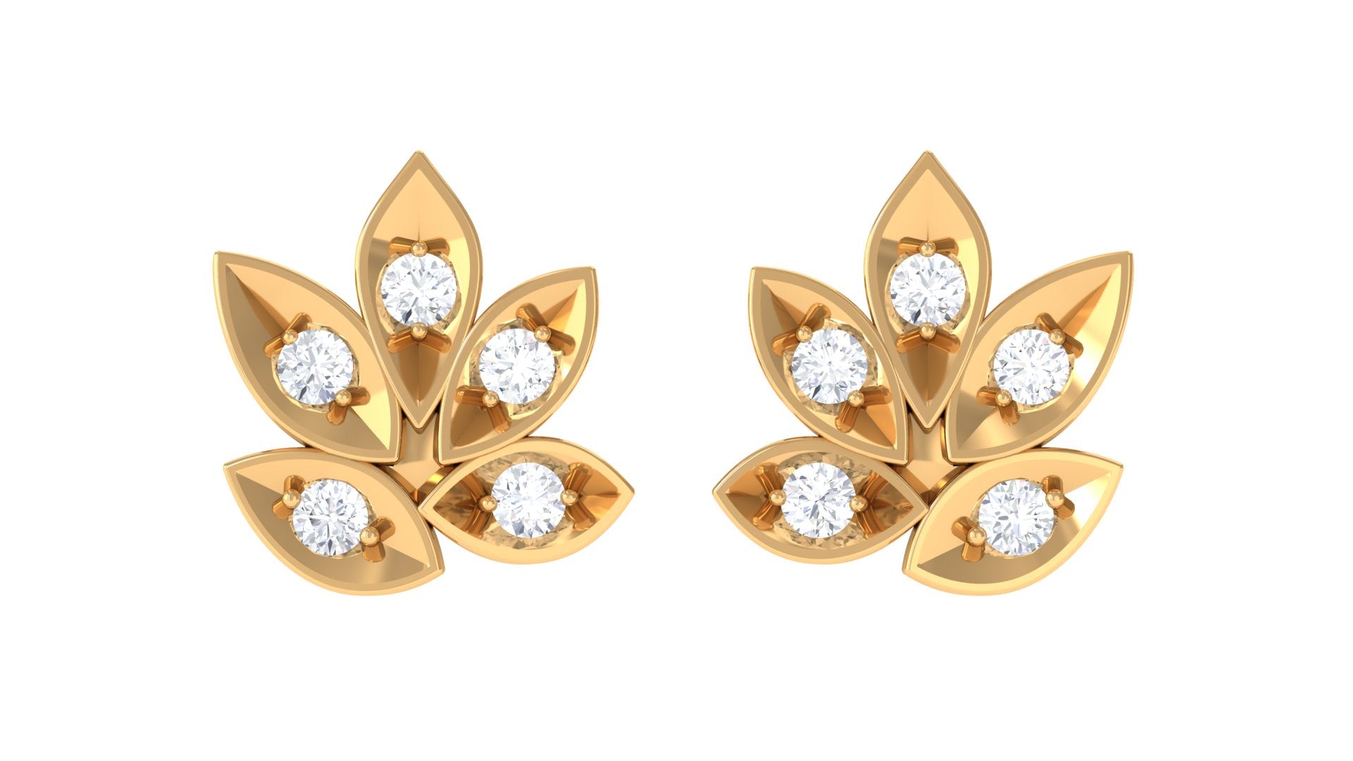 Rosec Jewels-Certified Real Diamond Leaf Stud Earrings