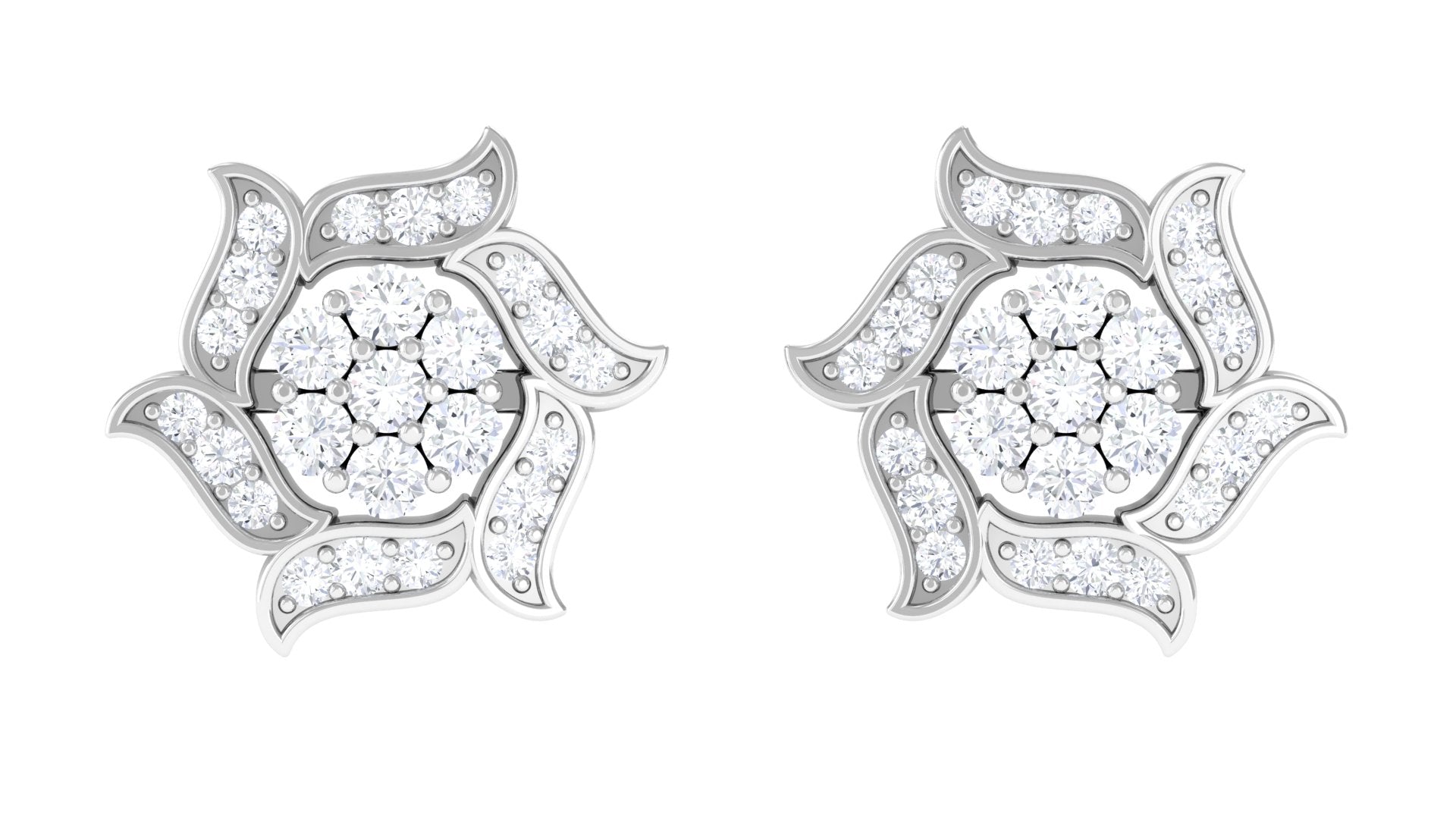 Rosec Jewels-Nature Inspired Diamond Flower Stud Earrings