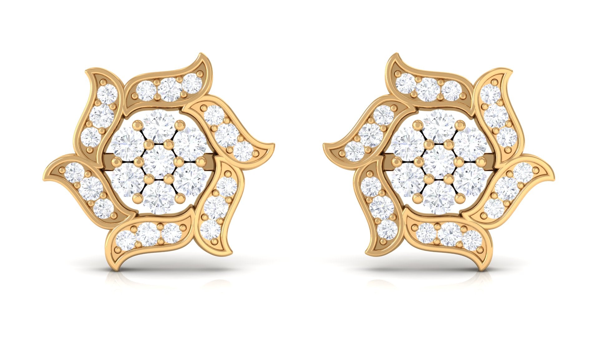 Rosec Jewels-Nature Inspired Diamond Flower Stud Earrings